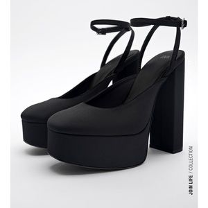 Chunky ankle strap platform heels